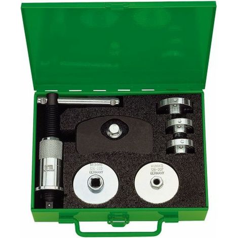 Set di utensili per pistoni dei freni a disco KUKKO, 10 pezzi e 7 adattatori. (1/2)