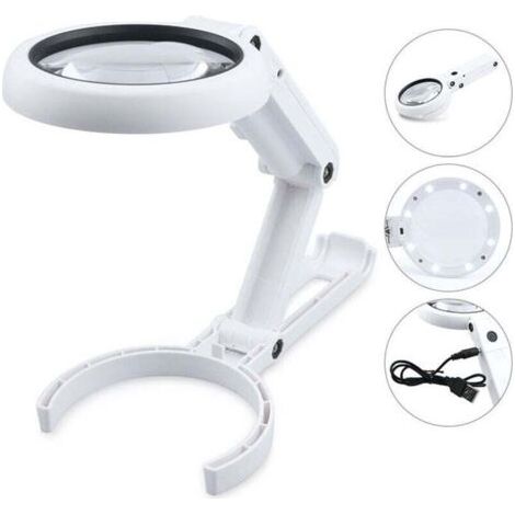 LED Loupe Lamp, Loupe Mains Libres Dimmable avec Lumière et Support, Loupe de Bureau (1/4)