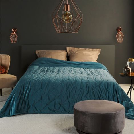 Jeté de lit PANDORE BLEU 150x200 100%PO