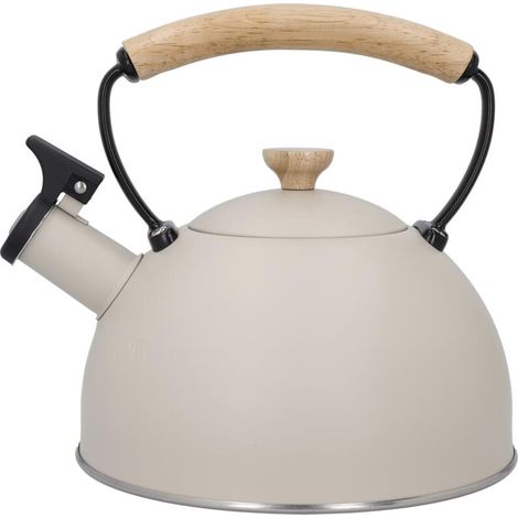 La Cafetière Hervidor Silbante 1.6L, Estructura de acero inoxidable con mango de madera antiquemaduras y de fácil agarre, Hervidor de agua apto para placas de inducción para hervir agua