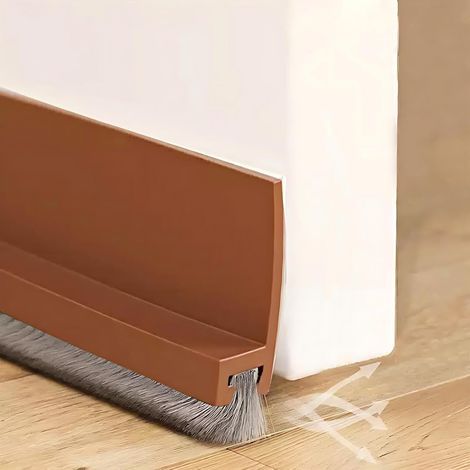 Guarnizione per porta con spazzola, protezione da rumore, freddo, umidità e insetti, colore marrone, lunghezza 1 m. (1/4)