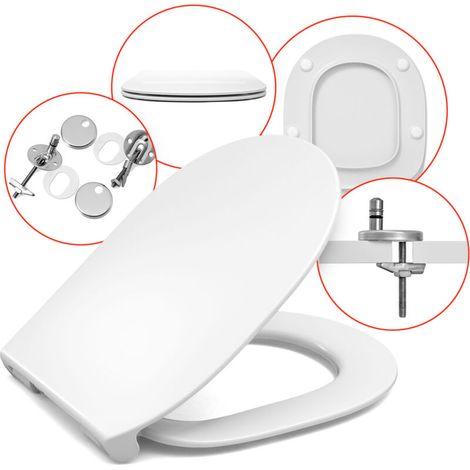 Abattant WC - 1 Pièce - Duroplast - Fermeture Amortie - Pour WC Standard - 42 cm x 36,8 cm (1/5)