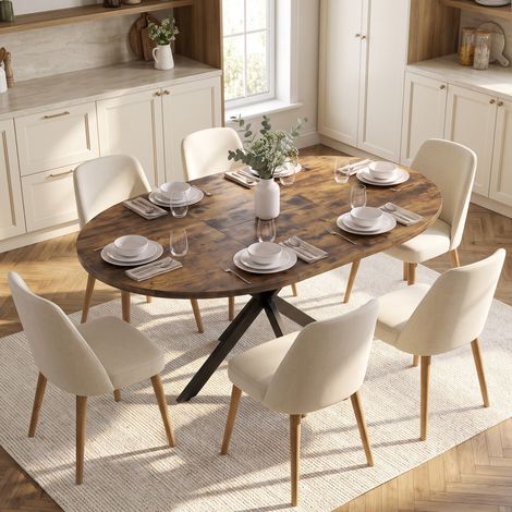 Table de salle à manger extensible pour 4 à 6 personnes, table de cuisine de style industriel avec pieds en forme d'araignée, marron rustique (1/5)