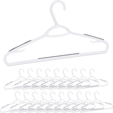 Cintre en plastique bandes antidérapantes set de 20 encoche traverse porte-cravate, blanc (1/4)