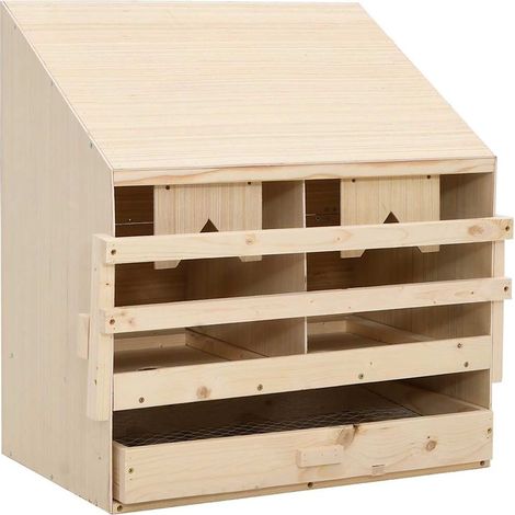 vidaXL Ponedero para gallinas 2 compartimentos madera pino 63x40x65 cm (1/5)