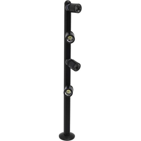 Projecteur LED en aluminium pour vitrine à bijoux sur pied, avec 4 têtes orientables et éclairage d'accentuation pour une utilisation intérieure. (1/5)