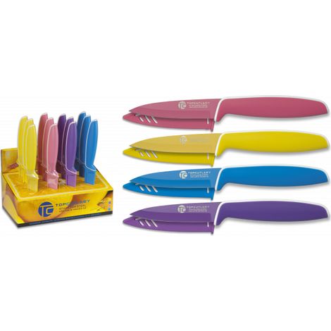 Display con set di 12 coltelli da cucina Top Cutlery Colori diversi, lama 9cm, Mango Abs e gomma antiscivolo, 17285