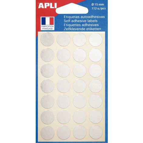 Pastilles adhésives métallisées - AGIPA - diamètre 15mm - couleur argent