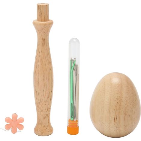 Set aus glatten, gebogenen Holzreparaturpilzen, abnehmbarer Griff, Nähreparaturset für Kleidung, DIY. (1/5)