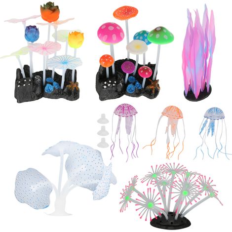 Kit de décorations en silicone pour aquarium (corail) : sûr, coloré et non polluant, simulant des poissons. Kit de plantes décoratives pour aquarium. (1/5)