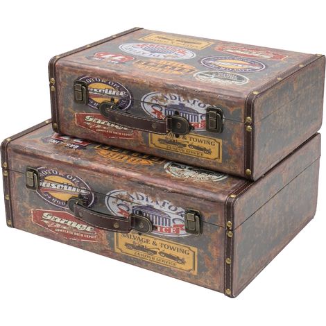 HMF VKO107, Holzkoffer im Vintage-Design, Garage, 2er Set (1/5)