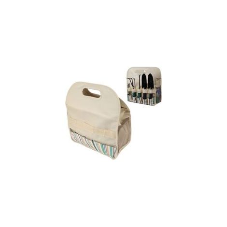 Sac à outils de jardin grande capacité en tissu Oxford 600D (beige avec rayures de couleur) (1/5)