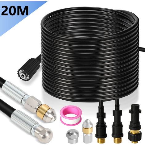Jiubiaz Kit desatascador 20m 160Bar con boquillas rotativa y fija y adaptadores (1/5)