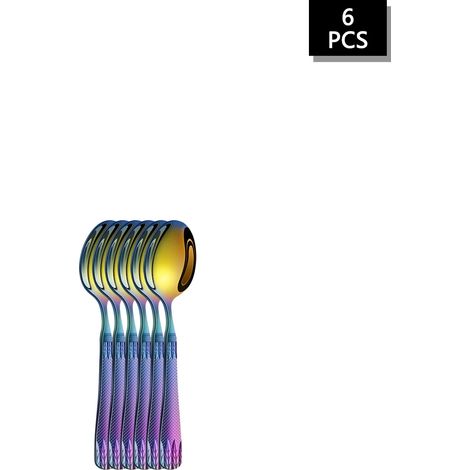 (6 pièces cuillère à café) Ensemble de couverts en acier inoxydable en forme d'épi de blé, comprenant un couteau à steak, une fourchette et une cuillère. (1/2)