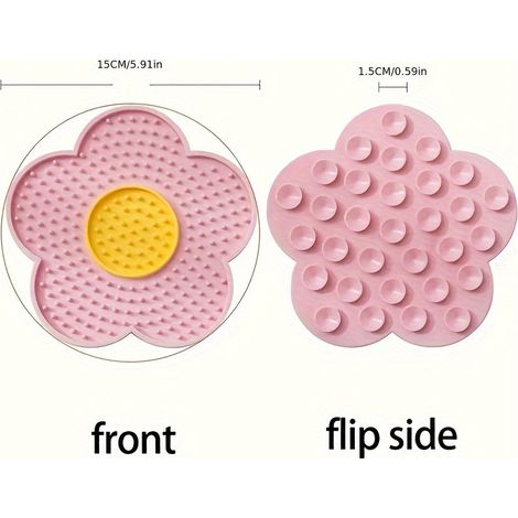 Alfombrilla nueva para lamer mascotas, plato de silicona bicolor con diseño de girasoles, bonitos accesorios para gatos y perros. (1/5)