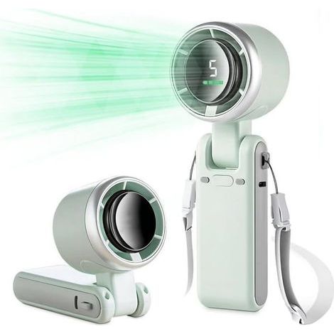 (Vert)Ventilateur turbo portable 3 en 1 électrique pliable USB avec 5 vitesses,ventilateur tour de cou réglable à 180Dépenser (1/5)