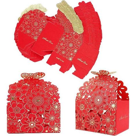 Papier Boite Bonbons Coffret Cadeaux, 50 Pcs Bote à Bonbons Papillon, Botes de Faveur Creux, Bote à Sucre de Mar BOITE A DRAGEES (1/5)