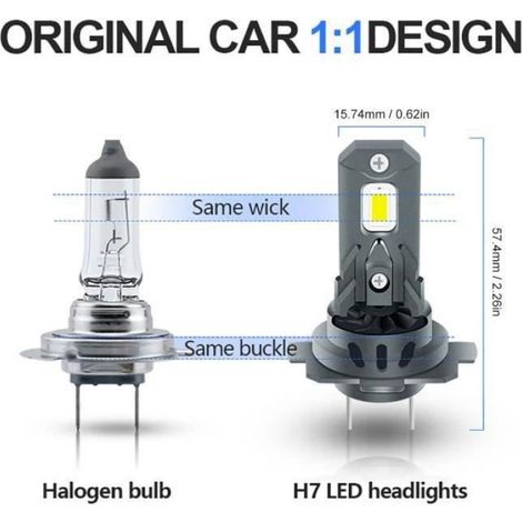 Ampoule Led H7 - 120 W - 18000 Lm - CSP 3570 - Compatible Voiture - Paquet De 2 (1/3)