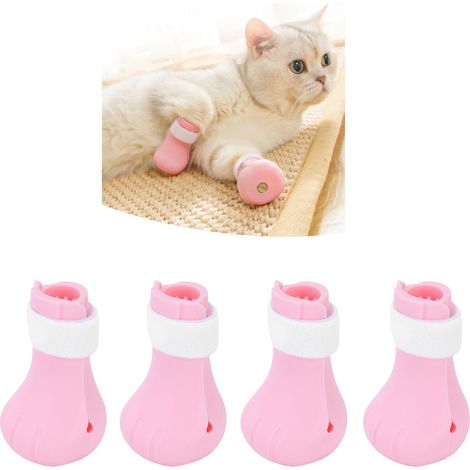 Lot de 4 protège-pattes de bain en silicone anti-griffures pour chats (rose) (1/5)