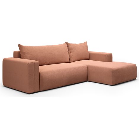 Canapé d'angle convertible droite 3 places coffre Bliss Cuivre (1/5)