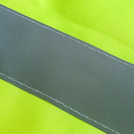Chaleco reflectante de seguridad verde, fabricado en tela, con cremallera y múltiples bolsillos, ideal para la construcción, la industria y la edificación de carreteras y autopistas. (1/5)
