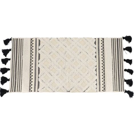 Teppich agadir baumwolle andere fasern 45x90 cm - schwarz weiss - Tendance