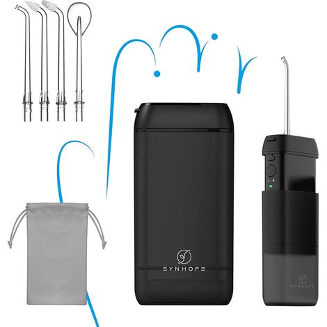 Hydropulseur Jet Dentaire Électrique Mini Portable,Réservoir d'eau rétractable/IPX7 Étanche/3 Puissances Réglables,pour Voyage et Maison Soins Hygiène de Dents (1/5)