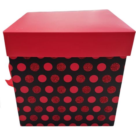 Scatola porta regali e panettone in cartoncino a Pois Rosso decorazioni natalizie -Small (1/2)