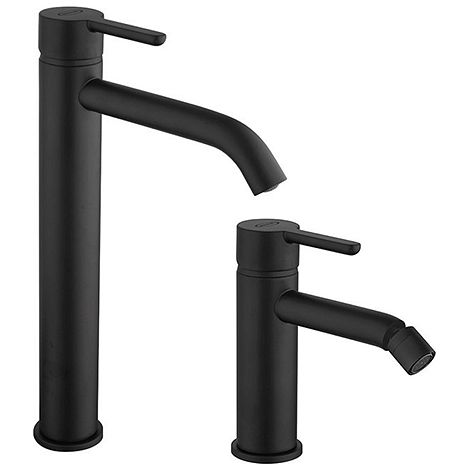 Set Rubinetti Jacuzzi per lavabo alto e bidet senza scarico serie Sunset YO nero opaco (1/5)
