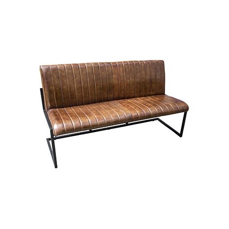 Banquette 160x53,5x87 cm en cuir marron et métal