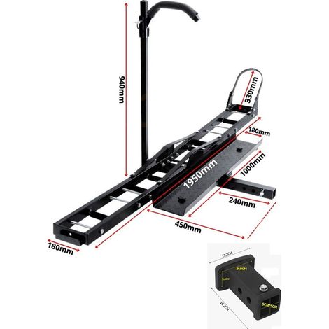 Porte-Moto Attelage Scooter avec Rampe de chargement 227kg + Adaptateur 2'' 90x55mm (1/3)