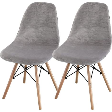 Set of 2/4/6 Mid-Century Modern Dining Chair Covers – Armless Chair Covers for Kitchen, Dining Room (Silver Grey) (1/5)