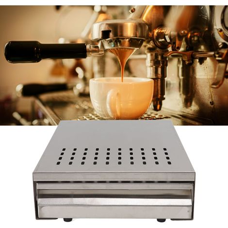 Großer Edelstahlbehälter für Kaffeesatz, Schubladentyp, silber. (1/5)