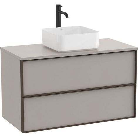 Meuble "INSPIRA" 1000 - 2 tiroirs pour vasque à poser (non incluse) - Gris Mat - Roca (1/2)