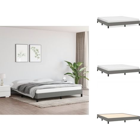 Cadre de lit sans matelas gris foncé 180x200 cm tissu - Cadre De Lit - Lit Double - Literie - Meuble Chambre - Sommier (1/5)