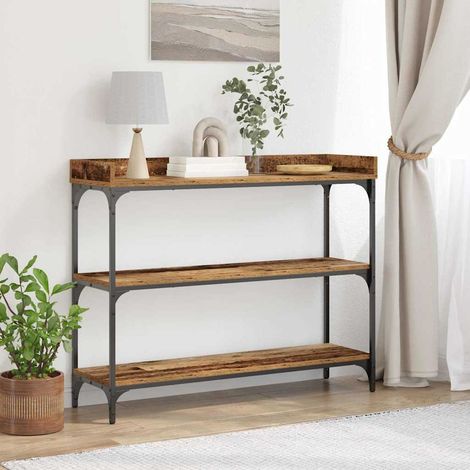 Konsolentisch Altholz 100 x 30 x 80 cm Schichtholz und Metall