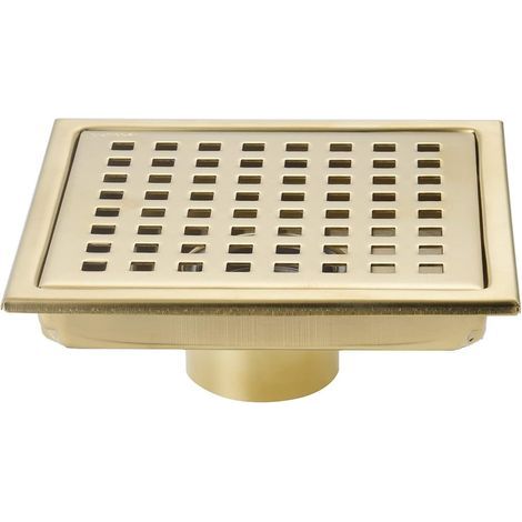 Siphon de sol carré en or brossé 6 pouces, grille avec couvercle amovible, acier inoxydable SUS304 (1/5)