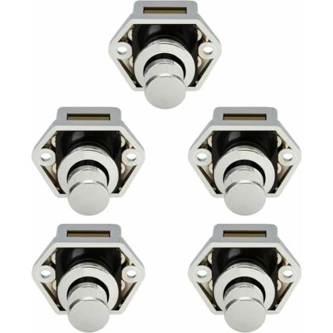 5 Stück Mini-Druckknopf, Schublade, Schranktür, Riegelschloss, Wohnwagen, Wohnmobil, Nickel, Boot, Knopf – Nickel (1/3)