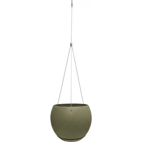 Suspension LUNE avec soucoupe clipsée et câble - Dim. 24 x 24 x 18 cm - Volume 6,5 L - Kaki - EDA