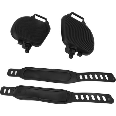 1 Paire de Pédales de Vélo Stationnaire Anti-Glisse, Sangle Ajustable, Design Rayé, Compatible Filetage 1/2" pour Vélo d'Intérieur (1/5)