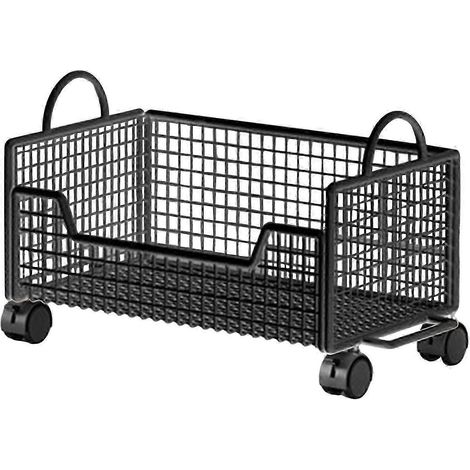Chariot à livres roulant avec roulettes porte-revues mobile étagère noire (1/5)