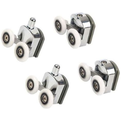 Roue de Remplacement pour Porte de Douche en Alliage d'Aluminium, Modèle XU, Rouleau à Double Roue (Diamètre 25mm) pour Portes de Placard et Cabines (1/4)