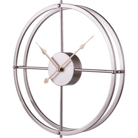 Horloge murale argentée de 50 cm de diamètre (1/5)