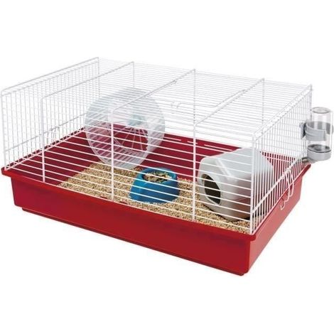 Käfig Hamster 462923 cm - Ein Rad, ein Futterspender, ein Häuschen, ein Trinknapf - FERPLAST