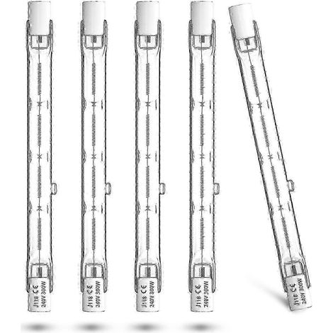 Ampoule halogène R7s 300 W, 118 mm, blanc chaud (2800 K), lot de 5, pour éclairage de sécurité et paysager (1/5)