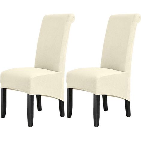 Stuhlhussen 2er Set Hochlehner, Samt, elastisch, beige (1/5)