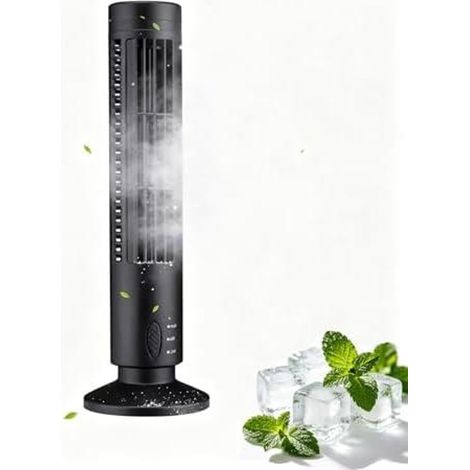 Tragbarer Luftkühler, USB-Turmventilator, Zirkulierender Luftstrom, Flügellose, Zwei Geschwindigkeitseinstellungen, Standventilator, Kompakte & Elegante Oszillierende, Dichtes Sicherheitsnetz (black) (1/5)