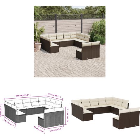 11-tlg. Garten-Sofagarnitur mit Kissen Braun Poly Rattan - Gartensofas - Outdoor Möbel - Gartenmöbelset - Lounge Set - Rattan Sofa - Home & Living (1/3)
