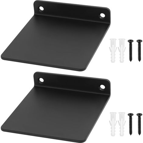 2 Pcs Petites Etagere Murale Noir, Étagère Murale Etagere Noir, Tablette Étagère Flottante Mural Suspendue pour Salle de Bain Chambre à Couche Cuisine Bureau, 10.9x10x2,2 cm (1/5)