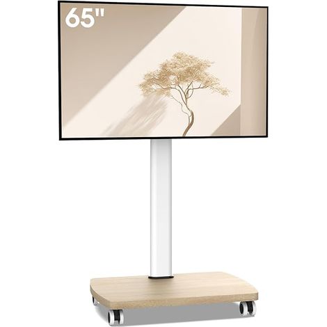 Support TV roulettes pour TV de 32-65 Pouces - Support TV sur Pied Plus Haut 1240 MM-1420 MM Pivotant 60° Inclinaison 12° jusqu'à 40 KG Max. VESA 400x400mm (1/5)